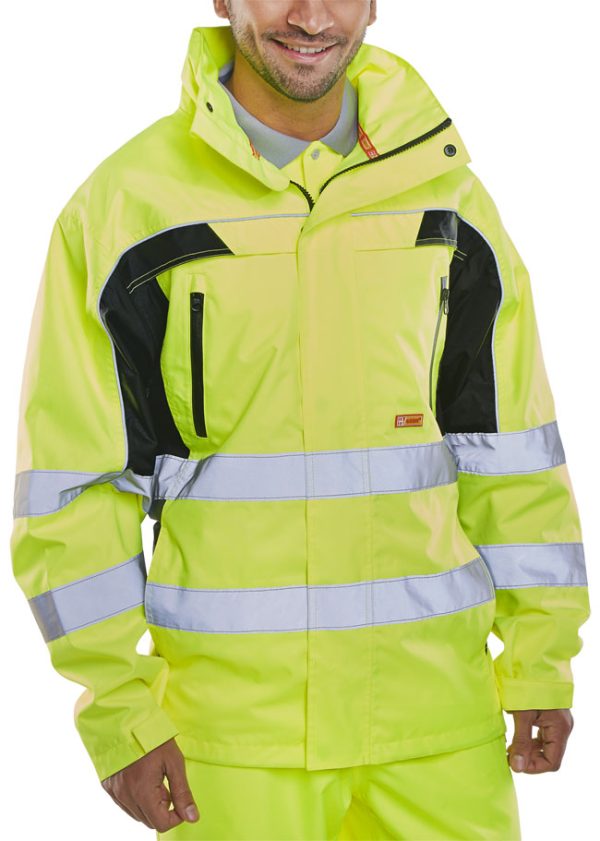 Hi Vis Contrast Waterproof Jacket Saturn Yellow (BD80S)