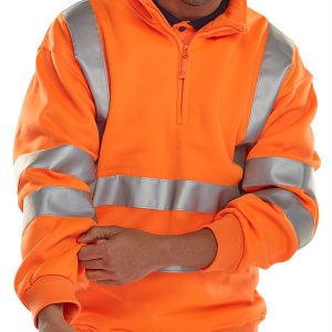 BSeen 1/4 Zipped Hi Vis Orange Sweatshirt