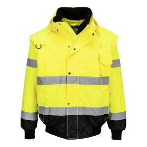 Portwest Hi Vis Contrast Bomber Jacket - C465 Yellow/Black