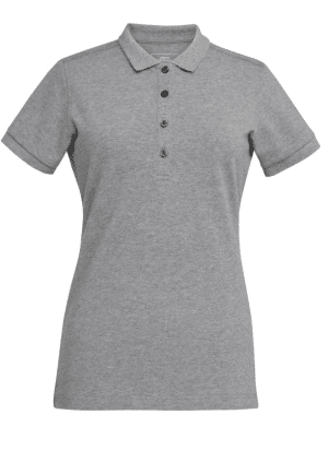 Brook Taverner Arlington Ladies' Premium Cotton Polo in grey, featuring short sleeves, a collared neckline, and five front buttons, displayed on a plain white background. | Work & Wear DIrect