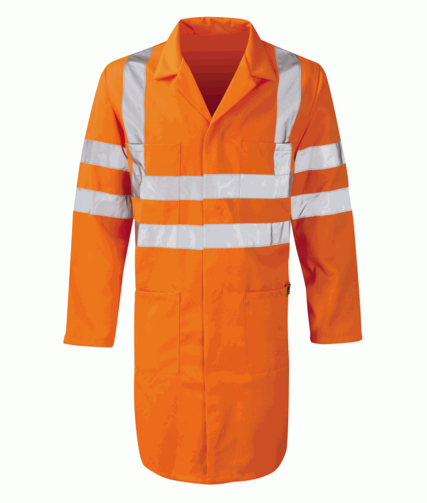 Hi Vis Beta Rail Spec Warehouse Style Long Coat