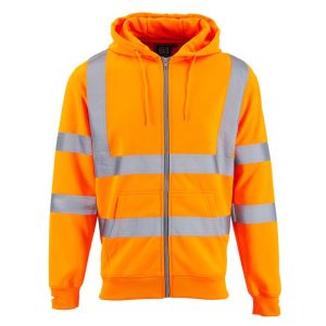 Hi Vis Rail Spec Zipped Up Hooded Sweatshirt