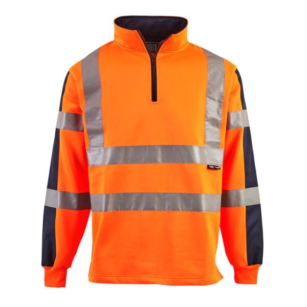 Supertouch Hi Vis 2 Tone Orange/Navy Rugby Shirt