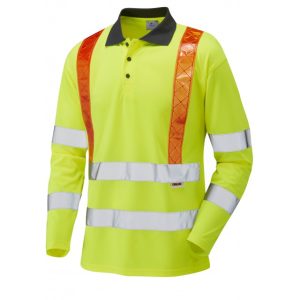 LEO Bickleton ISO 20471 Class 3 Orange Brace Coolviz Sleeved Polo Shirt Yellow