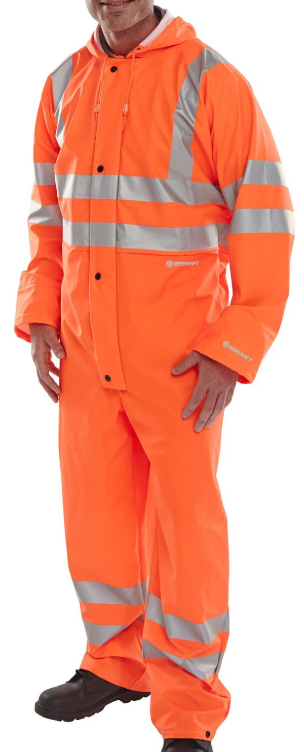Hi Vis Super B-Dri Rail Spec Breathable Orange Coverall