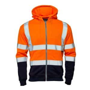 Supertouch Hi Vis 2 Tone Hooded Zipped Sweatshirt - Orange/Navy