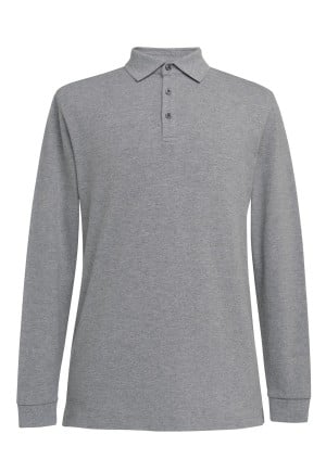 A crisp, long-sleeve white polo shirt with a collar and three-button placket, the Brook Taverner Frederick Premium Cotton L/S Polo Shirt is displayed against a white background. | Work & Wear DIrect