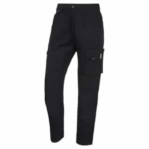 Orn Ladies Hawk Earthpro Trousers in black, featuring multiple pockets—including a spacious zipped pocket on the left thigh—displayed against a plain white background. | Work & Wear DIrect