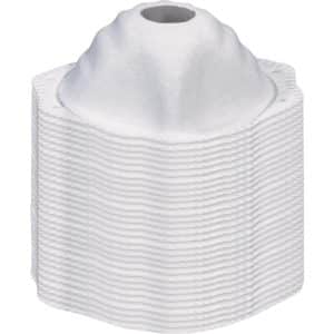 A stack of white, hexagonal swimming pool filter grids with a hollow centre, arranged neatly on top of each other against a plain background. | Work & Wear DIrect