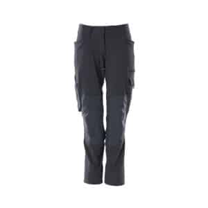 Mascot Ladies' Fit 18078 Accelerate Ultimate Stretch Cordura® Trousers with kneepad pockets, shown in dark grey on a plain white background. These trousers feature reinforced knee patches, multiple pockets, belt loops, and are designed for outdoor or work use. | Work & Wear DIrect