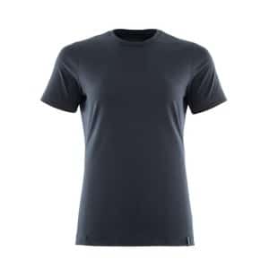 The Mascot Crossover 20192 T-shirt Ladies Fit is shown on a white background. This t-shirt features a plain, dark navy blue colour, a crew neck, short sleeves, and a fitted silhouette with a small black tag near the bottom hem. | Work & Wear DIrect