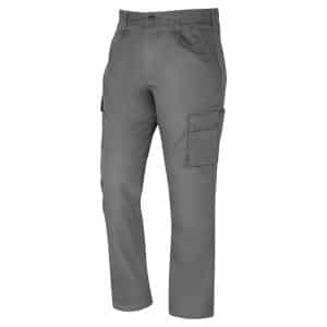 Grey cargo trousers with side pockets and belt loops, displayed standing upright against a plain white background. | Work & Wear DIrect