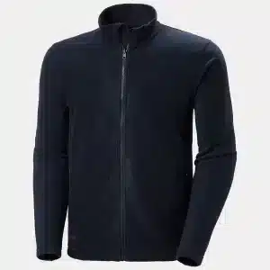 Navy blue fleece jacket with a front zip, long sleeves, and a stand-up collar, displayed on a plain white background. | Work & Wear DIrect