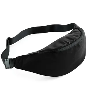 A black bum bag with an adjustable strap and a zip fastening, displayed on a white background. | Work & Wear DIrect