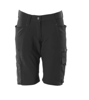 Black cargo shorts with multiple pockets and belt loops, displayed on a white background. | Work & Wear DIrect