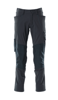 Dark grey work trousers with reinforced knees, side pockets, and a cargo pocket on the left leg, displayed against a white background. | Work & Wear DIrect
