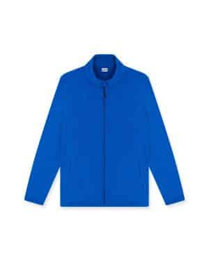 Bright blue zip-up jacket with a stand collar and long sleeves, displayed flat on a white background. Two slanted front pockets are visible. | Work & Wear DIrect