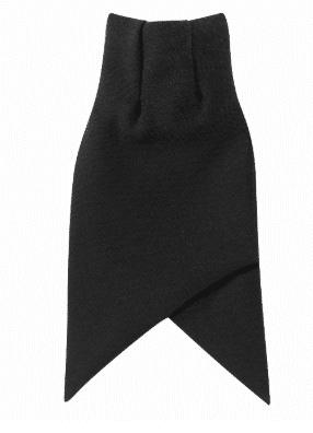 A black silk ascot with a folded, pointed end, displayed against a white background. | Work & Wear DIrect